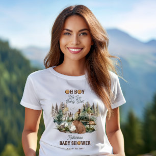 Rustic Forest Oh Boy Bearly Wait Baby Shower  T-Shirt