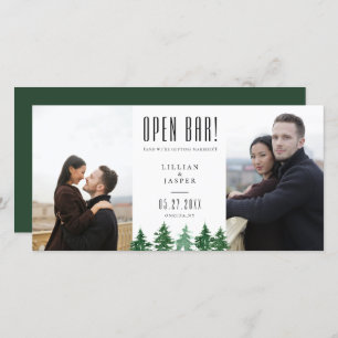 Rustic Forest OPEN BAR Save the Date Humour Announcement