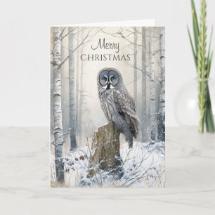 Rustic Forest Owl Christmas Card