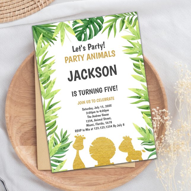 Rustic Forest Party Card (Glitter Woodland Animals Invitations)