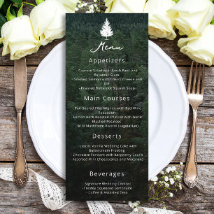 Rustic Forest Photo Fir Tree Silhouette Wedding Menu
