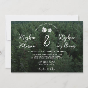 Rustic Forest Photo With Pinecones Nature Wedding Invitation