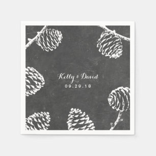 Rustic Forest Pine Cones Chalkboard Wedding Napkin