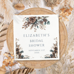 Rustic Forest Pinecones Floral Bridal Shower  Napkin