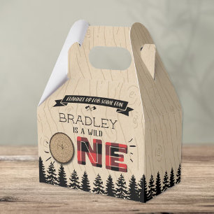 Rustic Forest Plaid Lumberjack Boys 1st Birthday Favour Box