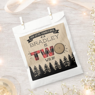 Rustic Forest Plaid Lumberjack Boys 2nd Birthday Favour Bags