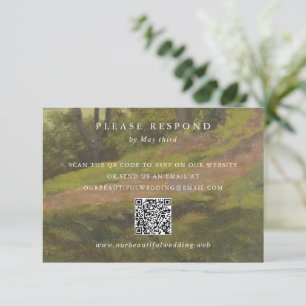 Rustic Forest QR Code Elegant Wedding RSVP Card