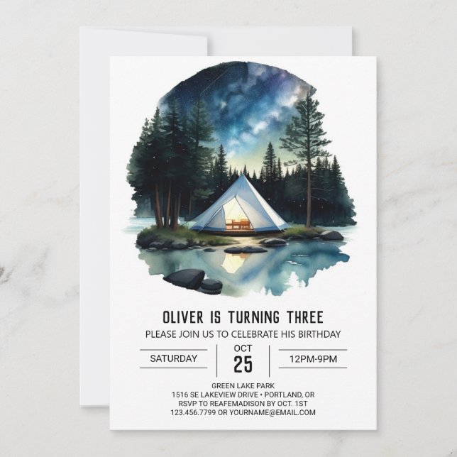 Rustic Forest Retreat Birthday Invitation (Front)