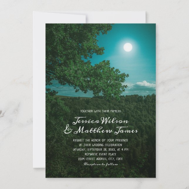 Rustic Forest Romantic Moon Country Nature Wedding Invitation (Front)