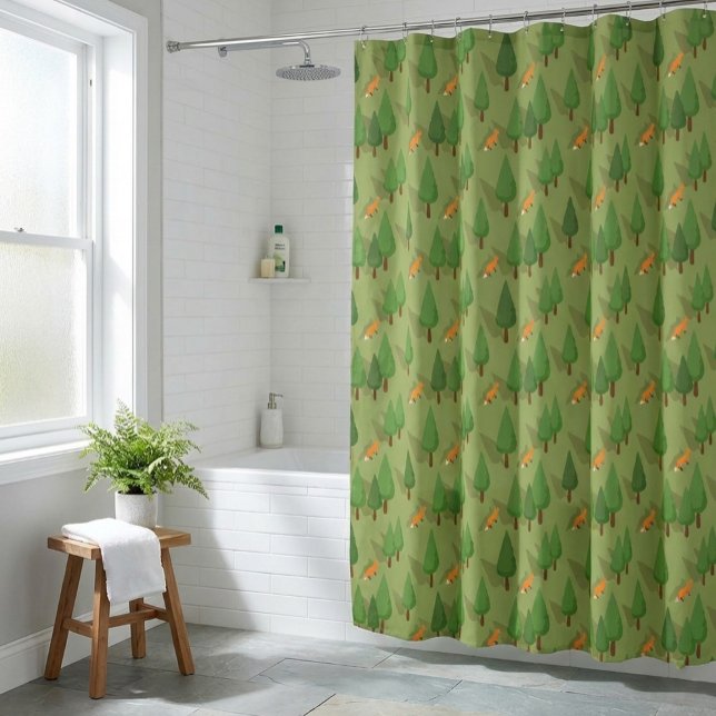 Rustic Forest-Themed Shower Curtain (Creator Uploaded)