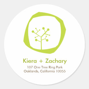 Rustic Forest Tree Rings Address Wedding Sticker