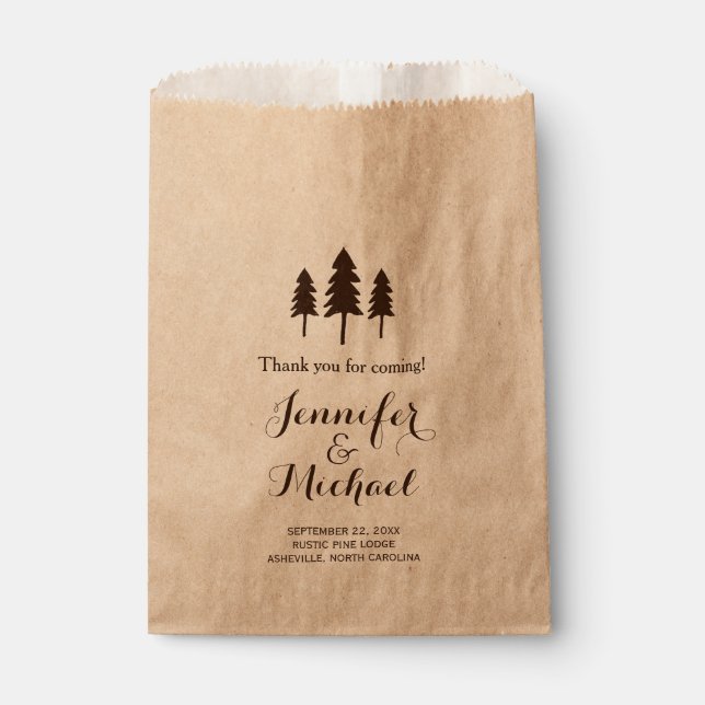 Rustic Forest Trees Wedding Thank You Candy Buffet Favour Bags (Front)
