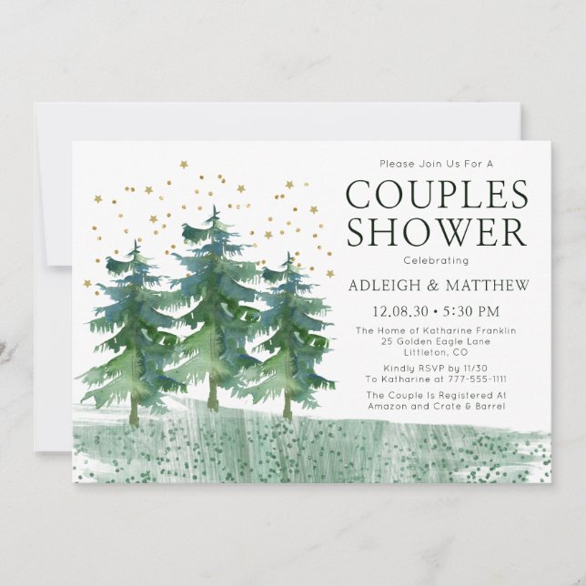 Rustic Forest Watercolor Couples Shower (Front)