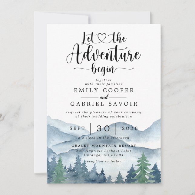 Rustic Forest Watercolor Wedding  Invitation (Front)
