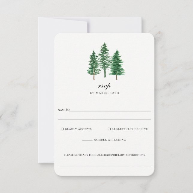 Rustic Forest Wedding Food Allergy RSVP Card (Front)