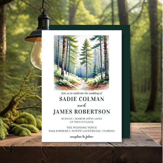 Rustic Forest Wedding Green Woods Invitation (Creator Uploaded)