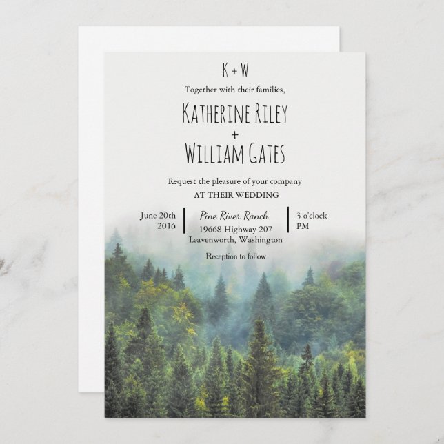 Rustic Forest Wedding Invitation (Front/Back)