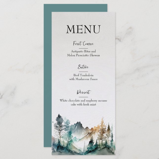 Rustic Forest Wedding Menu (Front/Back)