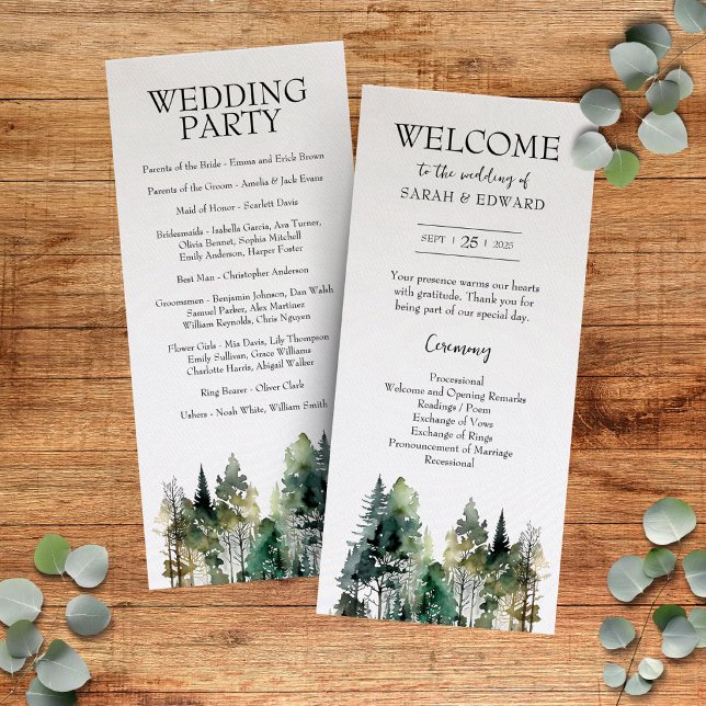Rustic Forest Wedding Program (Rustic Forest Wedding Programs)
