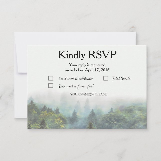 Rustic Forest Wedding RSVP Card (Front)