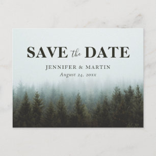 Rustic Forest Wedding Save The Date Postcard