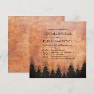 Rustic Forest Wood Wedding Invitation 5.25 x 5.25