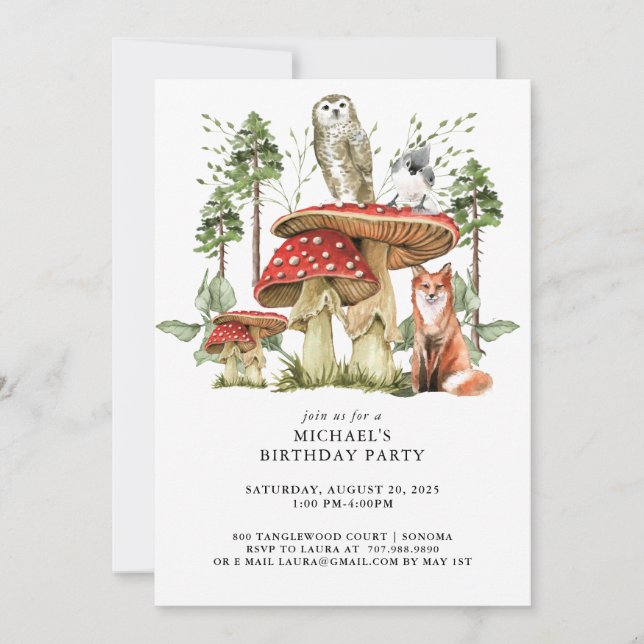 Rustic Forest Woodland Animals Boy Birthday Invitation (Front)