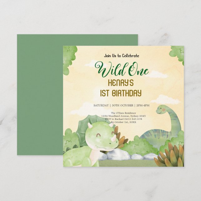 Rustic Forest Woodland Animals Wild One Birthday Invitation (Front/Back)