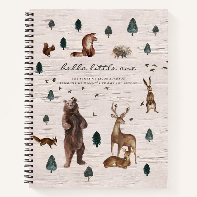 Rustic Forest Woodland Bear Baby/Pregnancy Notebook (Front)
