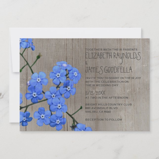 Rustic Forget-Me-Not Wedding Invitations (Front)