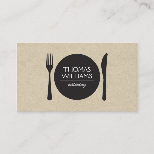 Rustic Fork & Knife Logo for Chefs & Restaurants Business Card (Front)