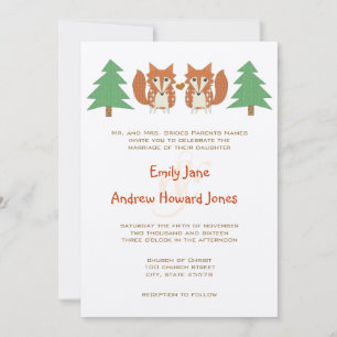 Rustic Fox and Pine Tree Wedding Invitation