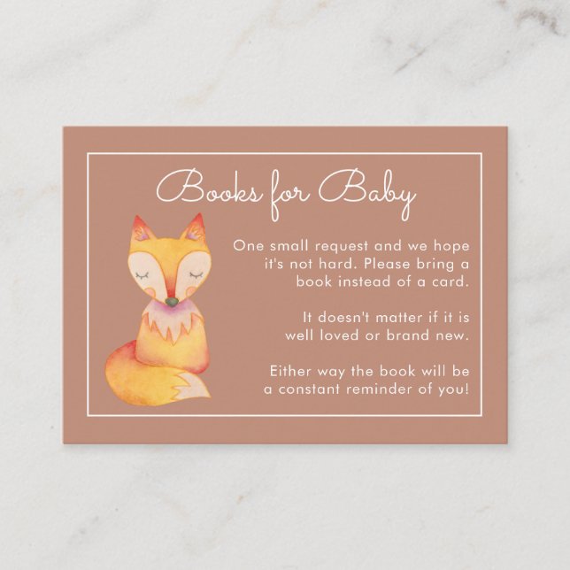 Rustic Fox Baby Shower Book Request Insert Card (Front)