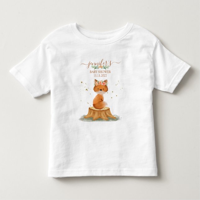 Rustic Fox Baby Shower Toddler T-Shirt (Front)
