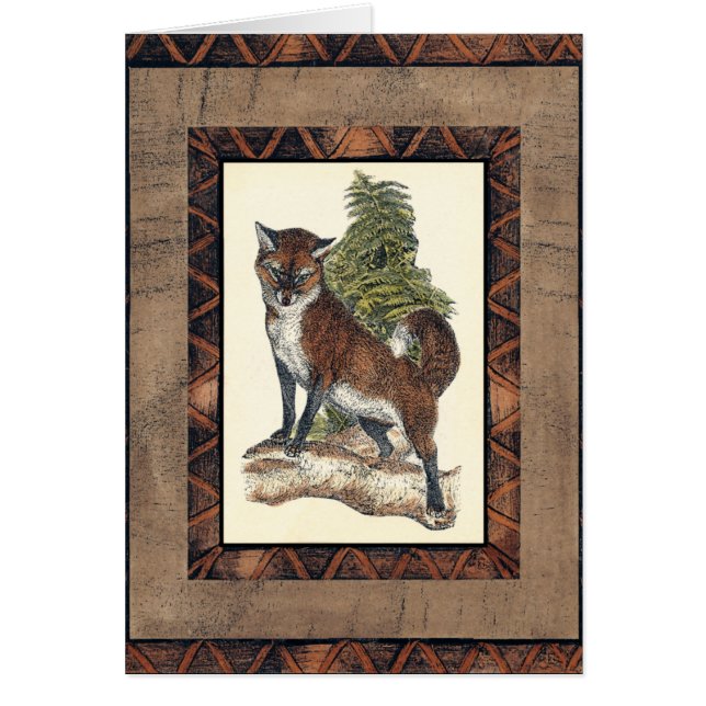 Rustic Fox Stepping on a Tree Trunk (Front)