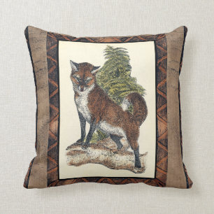 Rustic Fox Stepping on a Tree Trunk Cushion