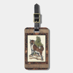 Rustic Fox Stepping on a Tree Trunk Luggage Tag