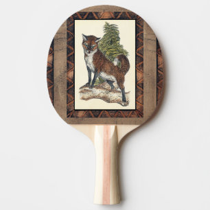 Rustic Fox Stepping on a Tree Trunk Ping Pong Paddle