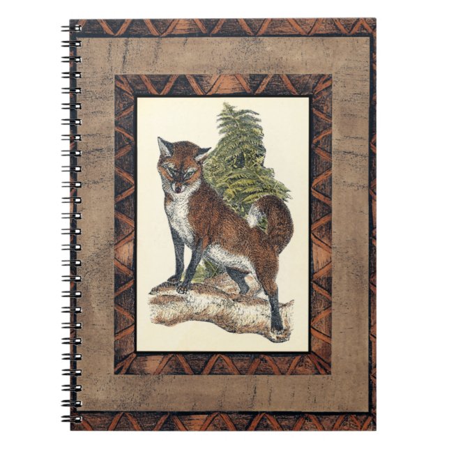 Rustic Fox Stepping on a Tree Trunk Spiral Notebook (Front)