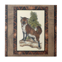 Rustic Fox Stepping on a Tree Trunk