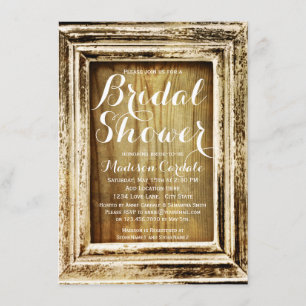 Rustic Frame Barn Wood Bridal Shower Invitations