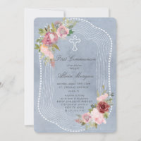 rustic frame pink burgundy floral first communion