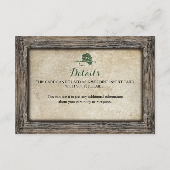 Rustic Framed Fishing Lure Details Insert Card (Front)