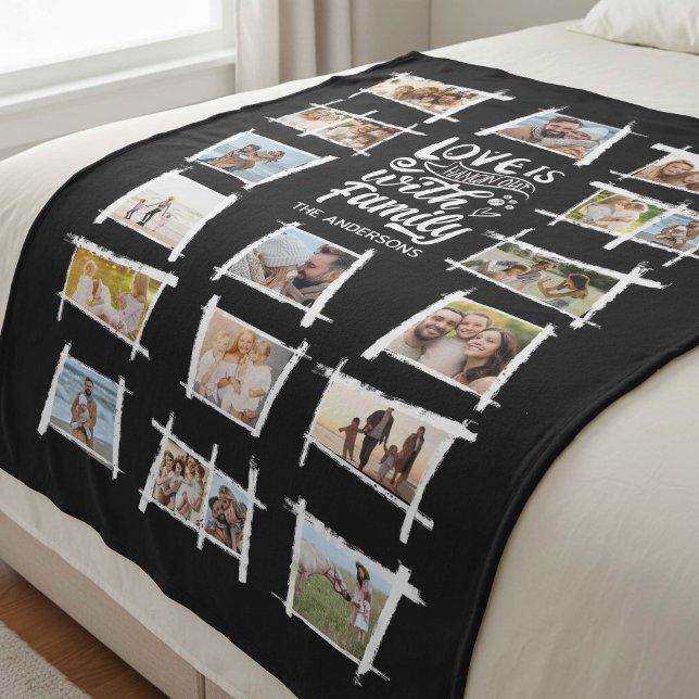 Rustic Frames White/Blk Photo Collage ID1015 Fleece Blanket (Creator Uploaded)