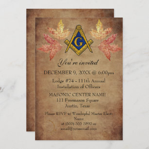 Rustic Freemason Masonry Autumn Fall Masonic  Invitation