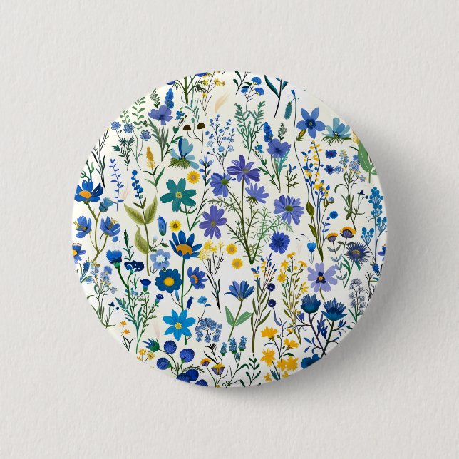 Rustic French Blue Garden Wildflowers 6 Cm Round Badge (Front)
