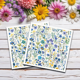 Rustic French Blue Garden Wildflowers Napkin