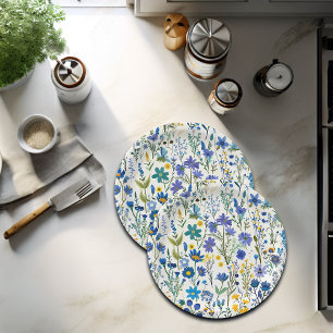 Rustic French Blue Garden Wildflowers Paper Plate