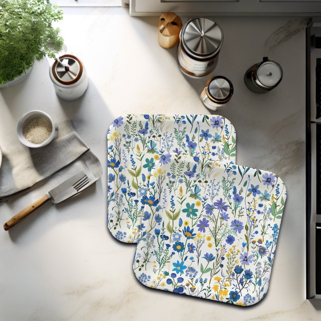 Rustic French Blue Garden Wildflowers Paper Plate (Creator Uploaded)