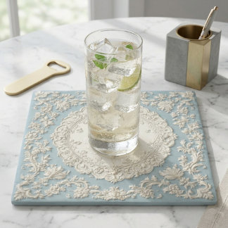 Rustic French Country Blue Vintage | Victorian Art Stone Coaster